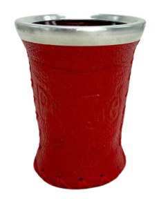 Pipore glass mate, wrapped in leather - 150ml red