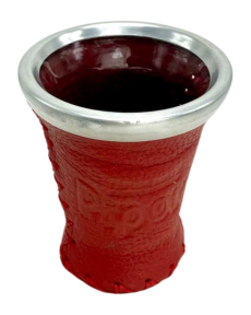Pipore glass mate, wrapped in leather - 150ml red