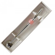 Bombilla set 21cm, with cleaning brush in gift carton box, ROSE