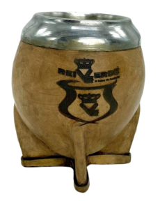 Rei Verde Cuia Uruguaia de Porongo com Couro e Bocal Inox