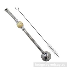 Bombilla set 21cm, with cleaning brush in gift carton box, WHITE