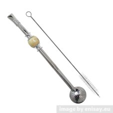 Bombilla set 21cm, with cleaning brush in gift carton box, WHITE