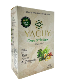 Yacuy Green Yerba Mate Camomile, Anis 500g Vacuum