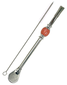 Bombilla set Cuchara 22cm, with cleaning brush in gift carton box, ROSE