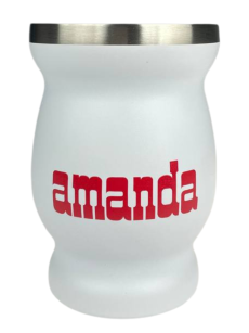 Amanda Stainless Calabasa, white with red logo, 220ml