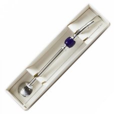 Bombilla set 21cm, with cleaning brush in gift carton box, VIOLLETE