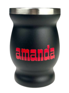 Amanda Stainless Calabasa, black with red logo, 220ml