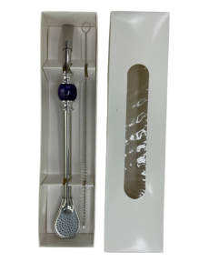 Bombilla set Cuchara 22cm, with cleaning brush in gift carton box, VIOLLETE
