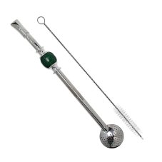 Bombilla set 21cm, with cleaning brush in gift carton box, SMARAGD