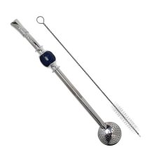 Bombilla set 21cm, with cleaning brush in gift carton box, BLUE
