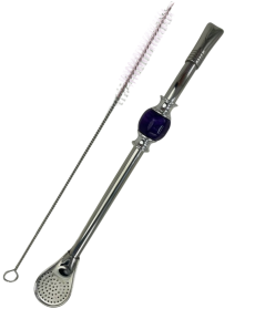 Bombilla set Cuchara 22cm, with cleaning brush in gift carton box, VIOLLETE