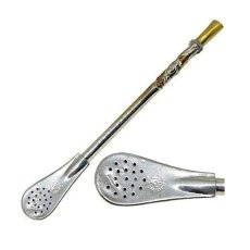 Playadito bombilla Alpaca 17.5cm, nickel silver + golden mouthpiece