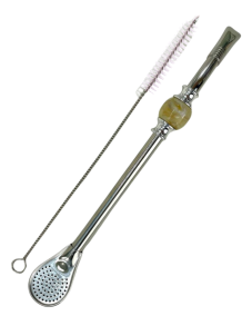 Bombilla set Cuchara 22cm, with cleaning brush in gift carton box, BEIGE