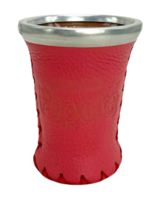 skleněné maté, obalené kůží – 150 ml, růžová