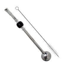 Bombilla set 21cm, with cleaning brush in gift carton box, BLACK