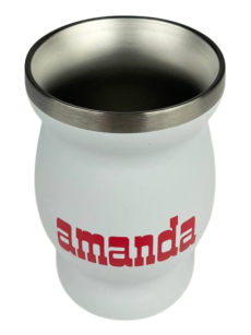 Amanda Stainless Calabasa, white with red logo, 220ml