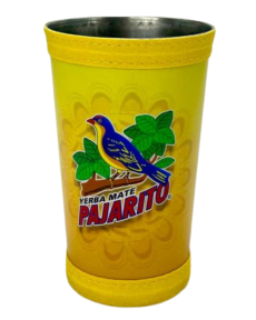 Pajarito Gourd with logo, leather cover yellow