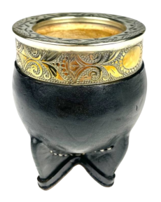 Imperial stamped leather gourd My Mate, black