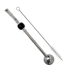 Bombilla set 21cm, with cleaning brush in gift carton box, BLACK