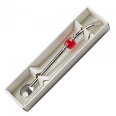 Bombilla set 21cm, with cleaning brush in gift carton box, RED