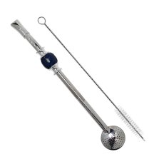 Bombilla set 21cm, with cleaning brush in gift carton box, BLUE