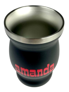 Amanda Stainless Calabasa, black with red logo, 220ml