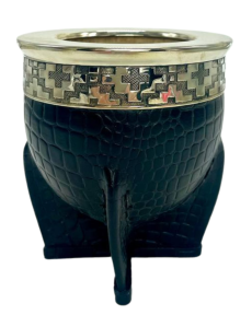 Imperial stamped leather gourd My Mate, black